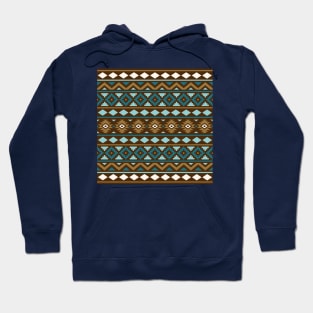 Aztec Essence Pattern Teals Brwn Gld Crm Hoodie